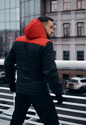 Зимова Куртка "Європейка" червоно-чорна, фото 3