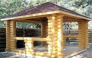 Альтанки з оциліндрованого круглого бруса від виробника в Україні