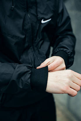 Спортивний костюм чорний чоловічий Nike, Вітровка Найк (Nike) + Штани + Барсетка в подарунок, фото 3