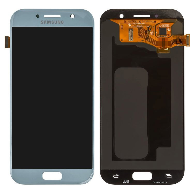 Модуль для Samsung A720 Galaxy A7 (2017), блакитний, дисплей + сенсор