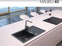 Гранитная прямоугольная кухонная мойка с крылом и квадратной чашей AXIS Malibu 40, Черная 1.102.111.10