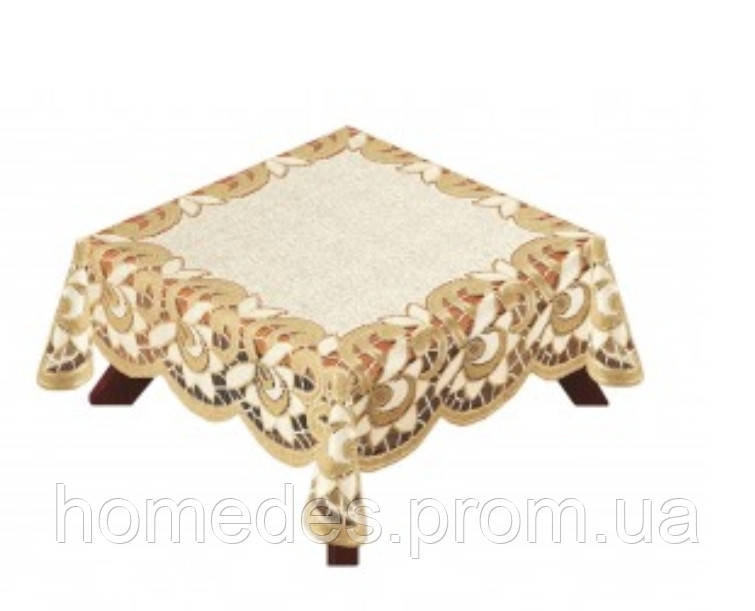 Скатерть 90х90 см на квадратный стол золотисто-коричневого цвета - фото 2 - id-p1327716326
