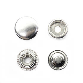 Кнопка металева Каппа 15 мм. Гладка Туреччина колір нікель (50 шт. у пакованні)