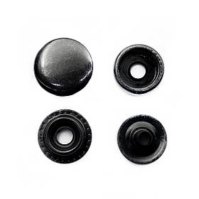 Кнопка металева Каппа 15 мм. Гладка Туреччина колір чорний нікель (50 шт. в пакованні)