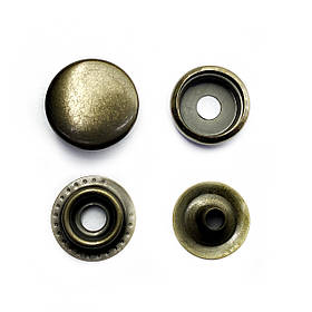 Кнопка металева Каппа 15 мм. Гладка Туреччина колір антик (50 шт. у пакованні)