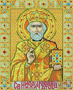 Алмазна вишивка Ікона Микола Чудотворець 30 х 40 (EJ372, На підрамнику) Rainbow Art