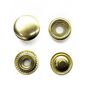Кнопка металева Каппа 15 мм. Гладка Туреччина колір золото (50 шт. у пакованні)