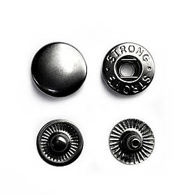 Кнопка металева Альфа 12,5 мм. Туреччина колір тем.нікель (50 шт. у пакованні)