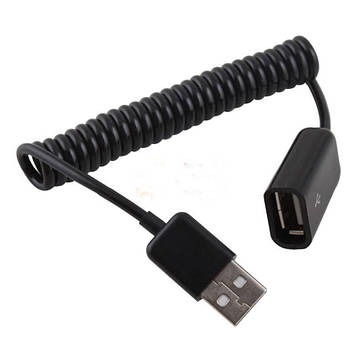 Кабель USB подовжувач 1 м (тато — мама) спіральна навивка extender під'єднання флешки