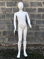 Детский белый глянцевый манекен Аватар 140см без лица в полный рост