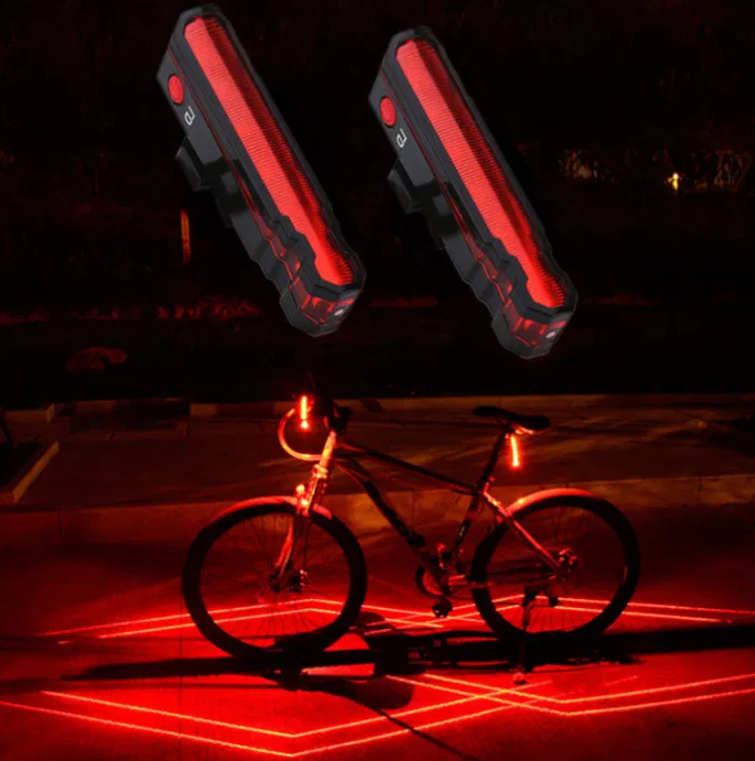 Велосипедний ліхтар габарить 5 led usb з лазером