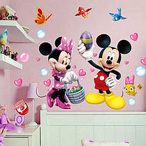 Наклейка на стіну в дитячу, в дитсадок Міккі, Мінні Маус "Mickey and Minnie Mouse" 80см*70см аркуш 40*80см), фото 3