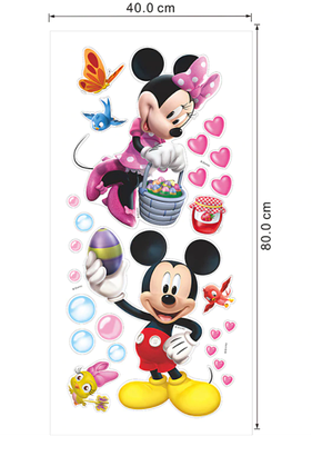 Наклейка на стіну в дитячу, в дитсадок Міккі, Мінні Маус "Mickey and Minnie Mouse" 80см*70см аркуш 40*80см), фото 2