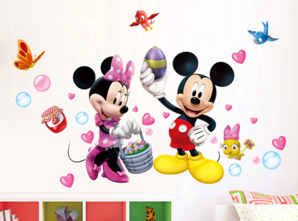 Наклейка на стіну в дитячу, в дитсадок Міккі, Мінні Маус "Mickey and Minnie Mouse" 80см*70см аркуш 40*80см)
