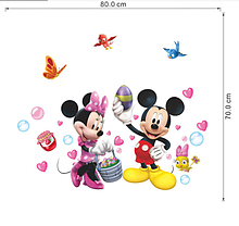 Наклейка на стіну в дитячу, в дитсадок Міккі, Мінні Маус "Mickey and Minnie Mouse" 80см*70см аркуш 40*80см), фото 2