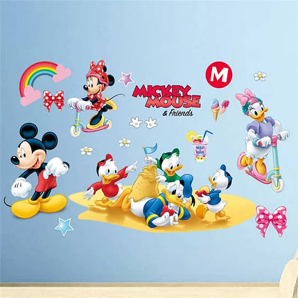 Наклейка на стіну в дитячу Міккі Мінні Маус Mickey Mouse and Friends (лист 25 х 70 см) Б320-6, фото 1