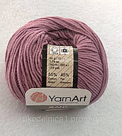 Пряжа Jeans 50гр - 160м (65 Рожевий) YarnArt 55 % бавовна, 45 % поліакріл, Туреччина