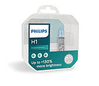 Комплект галогеновых ламп PHILIPS 12258XVS2+E2 H1 55W 12V P14,5s X-treme Vision +130%