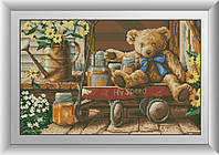 "Медвежонок с медом (квадратные, полная)" Dream Art. Набор для рисования камнями алмазная живопись (30494D)