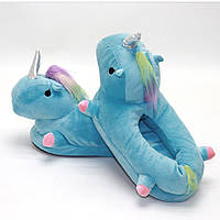 Тапочки для кигуруми единороги плюшевые игрушки тапки голубые единороги (3007)