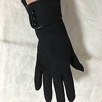 Трикотажные чёрные плотные перчатки с отворотом 6.5 7