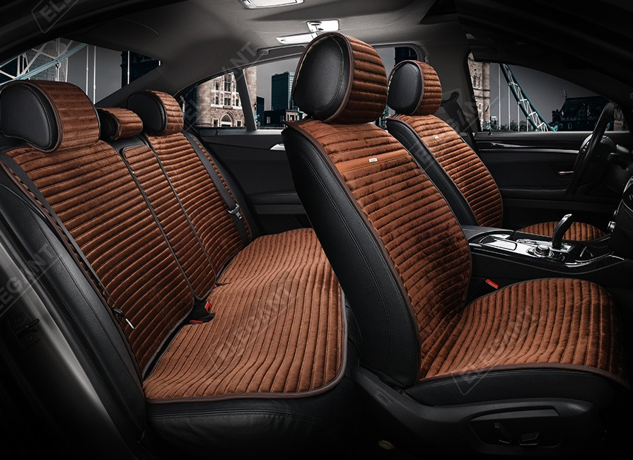 Накидки на сидіння алькантара Коричневі Повний комплект Elegant 700 115