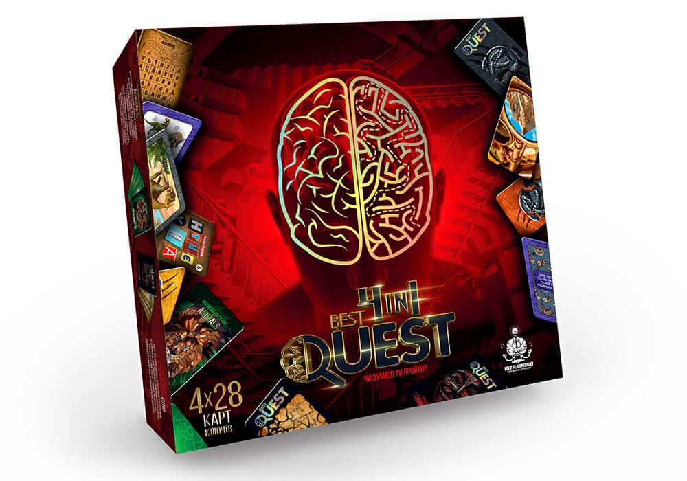 Настільна гра Best Quest 4in1 (укр) Danko Toys BQ-02-01U картки таблиця розвиваючі квести для дітей і дорослих, фото 1