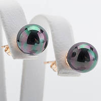 Сережки ХР Позолота Чорна Бусина