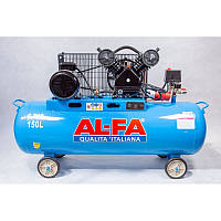 Компрессор AL-FA ALC150-2 : 3.8 кВт - 150 л. | Чугунный блок | Ременная передача
