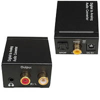 Конвертер цифрового звуку з оптики в аналог + гніздо 3.5 мм, DC 5V, Конвертер оптика у RCA, шнура немає