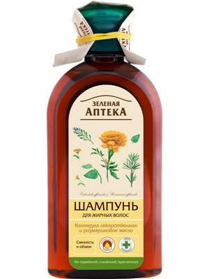 Шампунь календула лікарська і розмаринове масло для жирного волосся 350 мл, Зелена аптека