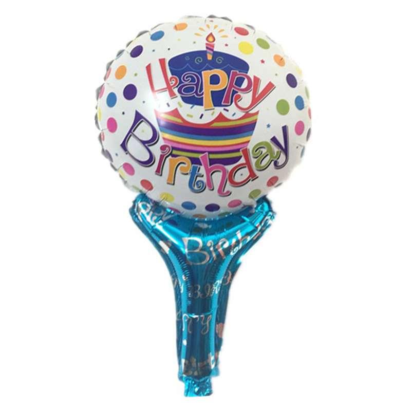 Кулька з надувний ручкою Happy Birthday (тортик)