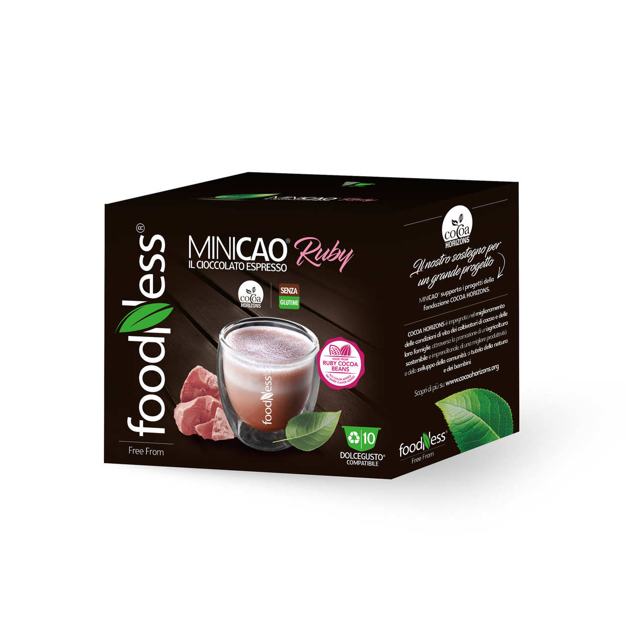 Шоколад в капсулах FoodNess Dolce Gusto Minicao Ruby The Cocoa Espresso 10 шт. (Фуднес Дольче Густо), Італія