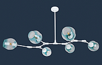 Люстра на штанге с 6 голубыми плафонами в стиле loft с белым корпусом LV 752L7731-6 WH+BL