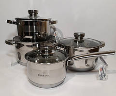 Набір кухонного посуду Bohmann BH-08-475, 8 предметів нержавіюча сталь, для індукції
