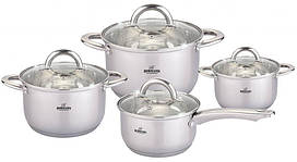 Набір кухонного посуду Bohmann BH-0812S, 8 предметів нержавіюча сталь, для індукції