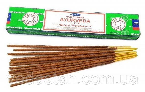 Запашні палички Аюрведа Наг Чампа, Ayurveda Satya 15 р. натуральні індійські палички