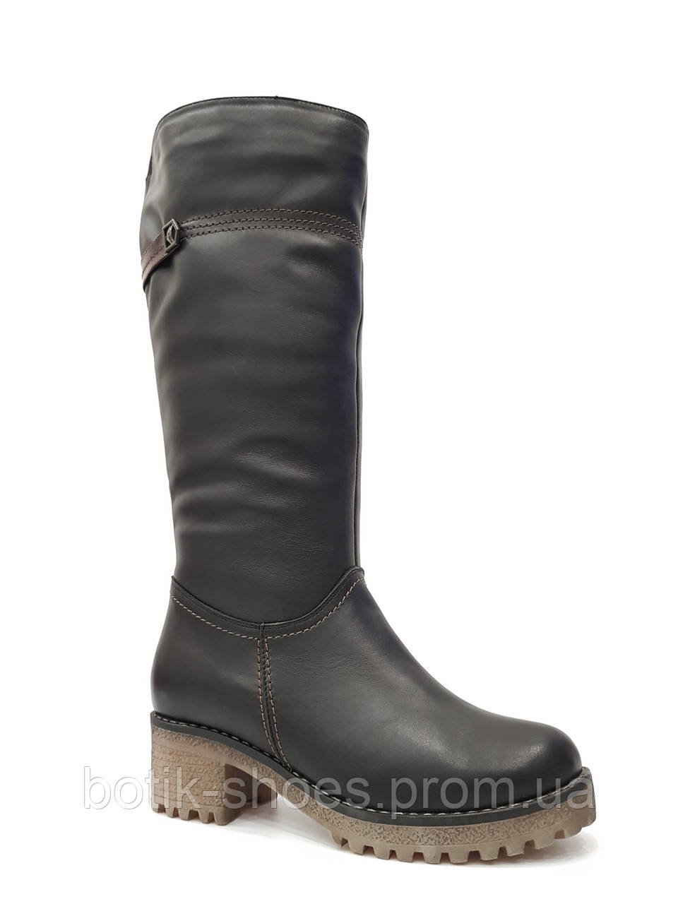 Зимові чоботи жіночі шкіра модні стильні на середньому стійкому підборі комфорт теплі зручні красиві чорні 36 розм Romax 6167 2024