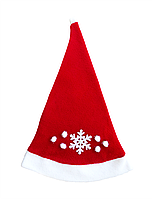 Новогодняя шапка Санты со снежинками (Премиум Качество)