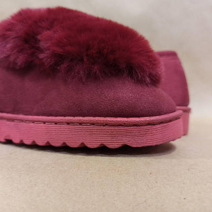 Бордові сліпони автоледі жіночі зимові міні уги теплі з хутром капці 37 р остання пара, фото 4