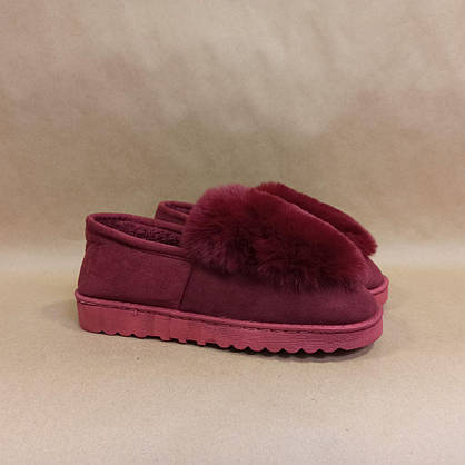 Бордові сліпони автоледі жіночі зимові міні уги теплі з хутром капці 37 р остання пара, фото 5