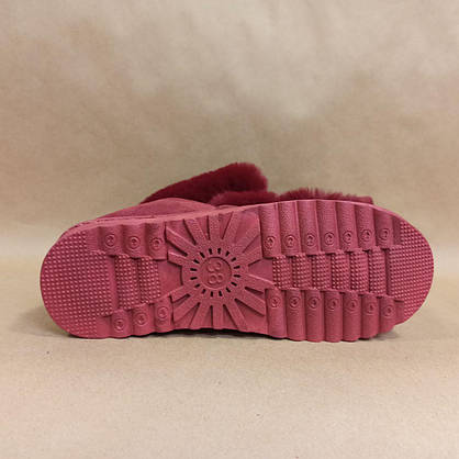 Бордові сліпони автоледі жіночі зимові міні уги теплі з хутром капці 37 р остання пара, фото 2