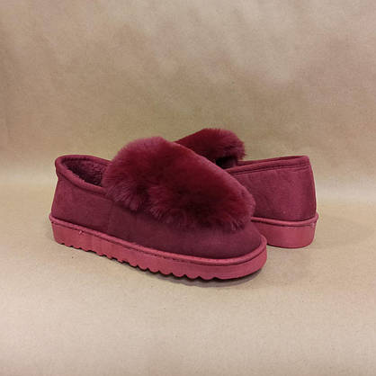 Бордові сліпони автоледі жіночі зимові міні уги теплі з хутром капці 37 р остання пара, фото 3