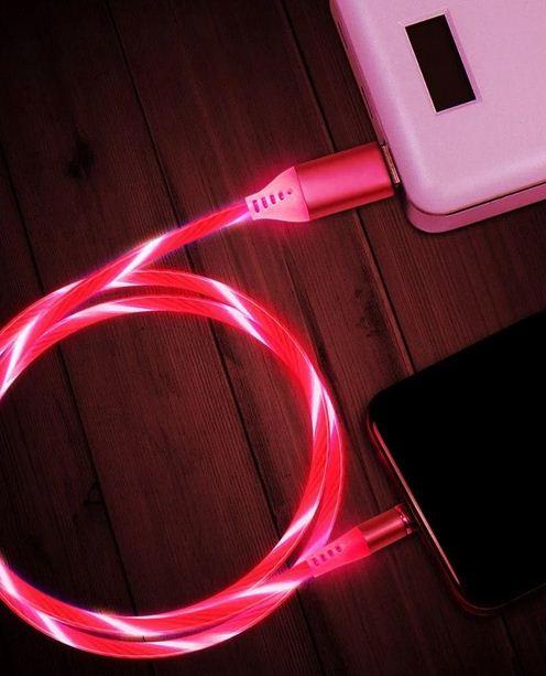 Магнитный кабель светящийся USB 2.0/Lighting, 1m, 2А, RED - фото 1 - id-p1320624770