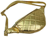 Золотистая женская сумка сумка на пояс, бананка из натуральной кожи Always Wild, Польша KS05D gold