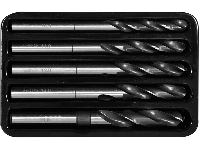 Сверла по металу 10, 11, 12, 13, 15 мм для нержавіючих та високоміцних сталей Yato YT-44622