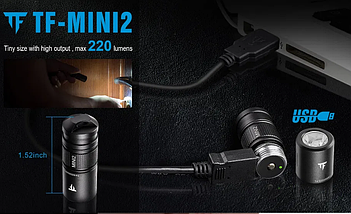 Ліхтарик-намикач TrustFire MINI2 USB 220LM Ліхтар Брелок + Акумулятор потужний, фото 3