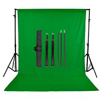 Фотозона, комплект зелений хромакей фото фон тканинний (2*3 м) з тримачем фону "Ворота" FST2020