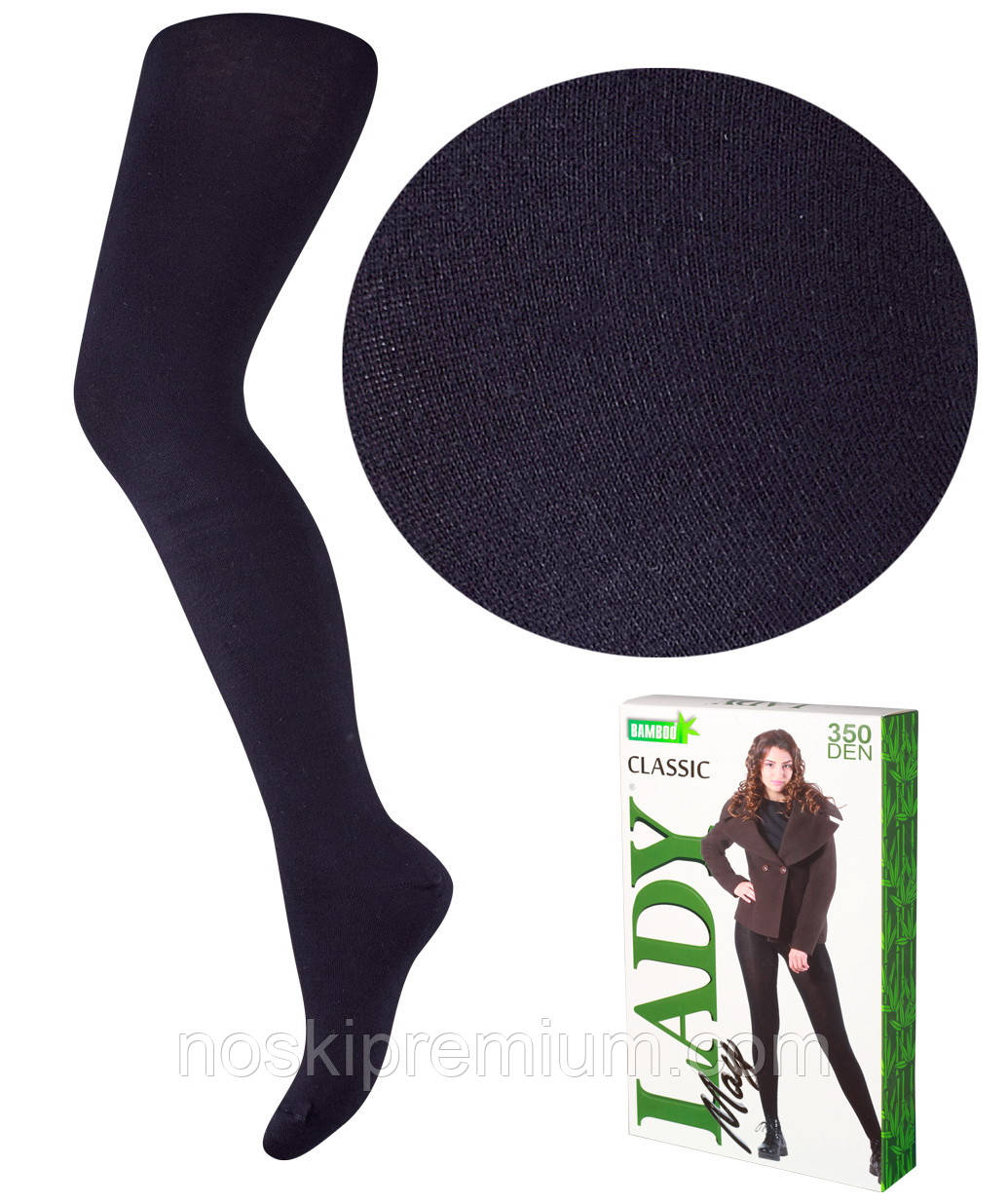 Колготки жіночі бамбук Lady May Bamboo 350 Den, чорні, 5,6 розмір (56-62), 07628, фото 1