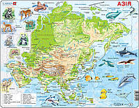 Пазл Larsen рамка-вкладыш Карта Азии с животными (на украинском языке) серия Макси (A30-UA)